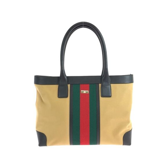 Gucci Canvas Leather Tote Bag - Picture 1 of 10